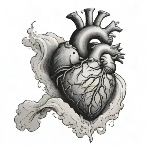 Anatomical Heart On A Rock In The Ocean During A Storm