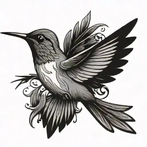 Simple Hummingbird Flying Outline
