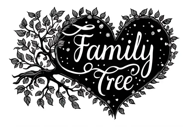 Heart And Text Family Tree