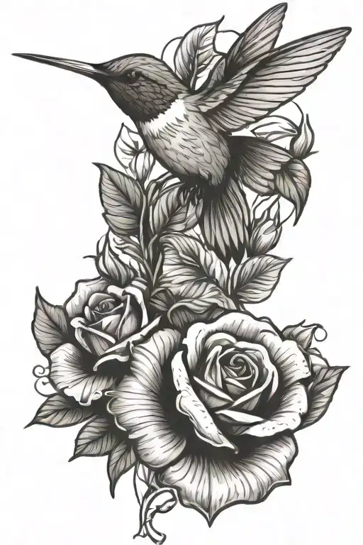 Hummingbird With 1 Rose