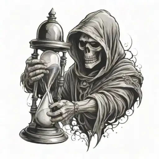 Reaper Hiding Face Holding Hourglass Misterisly