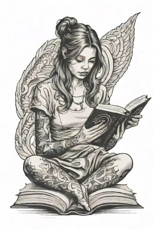 Girl Reading A Book Open In Front