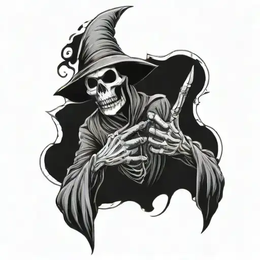 Wizard Skeleton Holding A Middle Finger Up