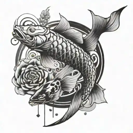 Koi Fish In A Cyber Sigilism Style With Dark Souls Aesthetic