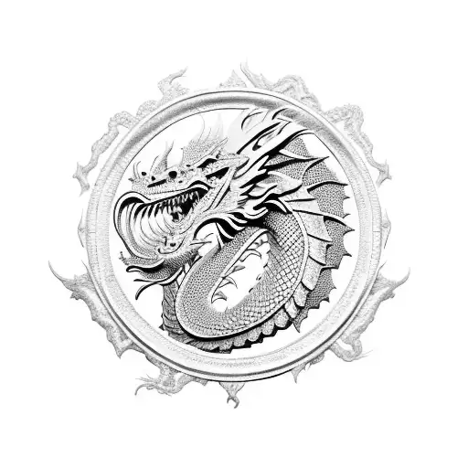 A Detailed Wooden Dragon Carving With Intricate Patterns