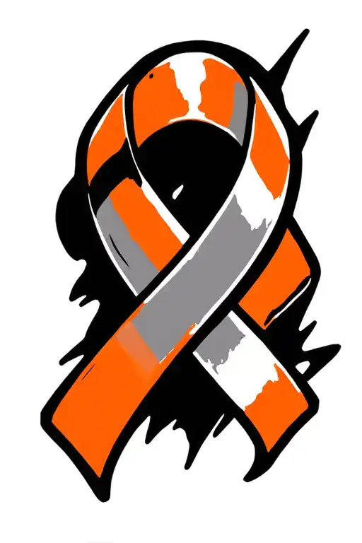 Orange Cancer Ribbon Wrapped Tightly Around Geographic Design