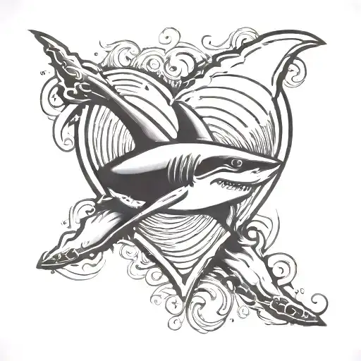 Heart With A Shark Fin Small