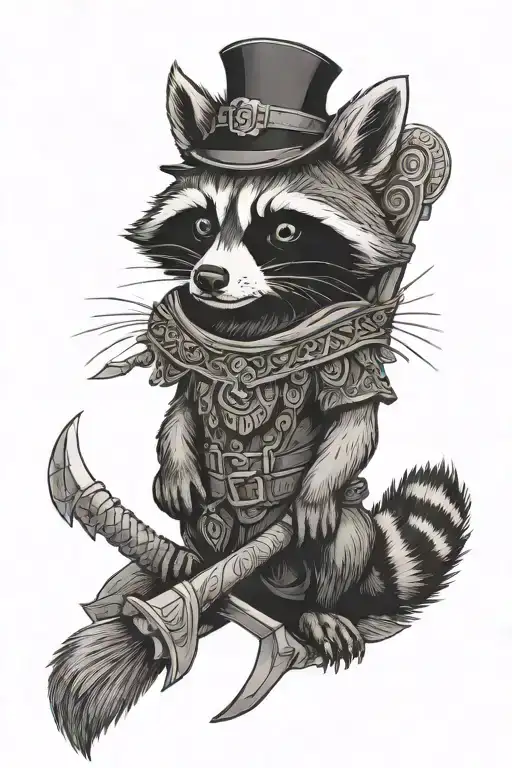Raccoon Surrounded By Norse Writing