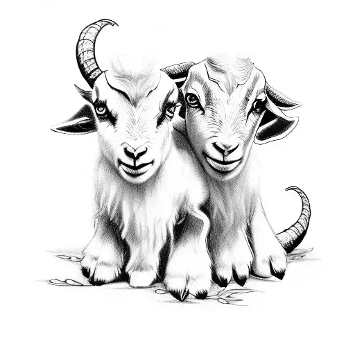 Baby Goat And Lamb Cuddling With Flowers