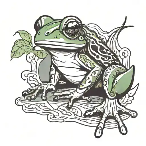 Green Tree Frog Karate Chopping Soju Bottle Filled