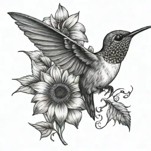 Hummingbird With Sunflower