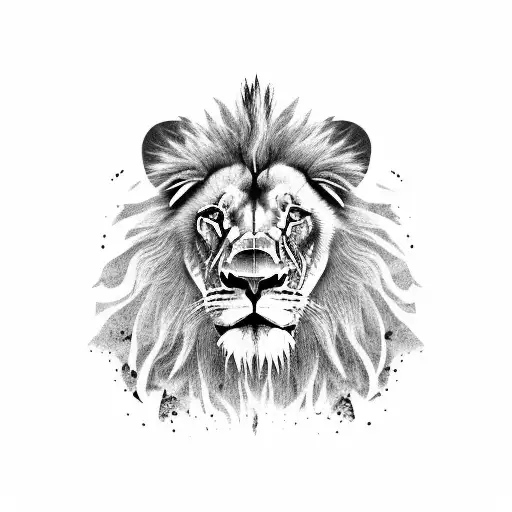 A Lion With Blue Eyes Looking Out Of A Scar Tissue