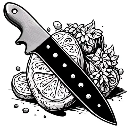 Chef Knife Cutting Food