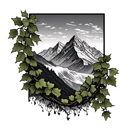 Swiss Alps With Vine Wrapped