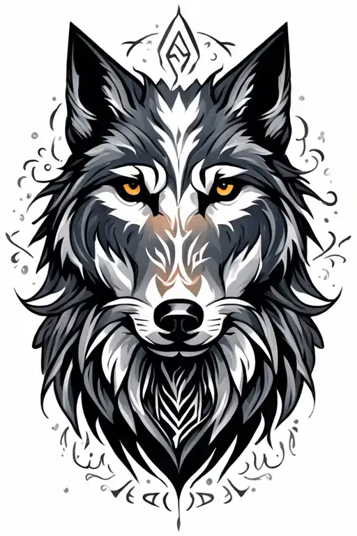 Triskel Et Loup Style Nordic Runes