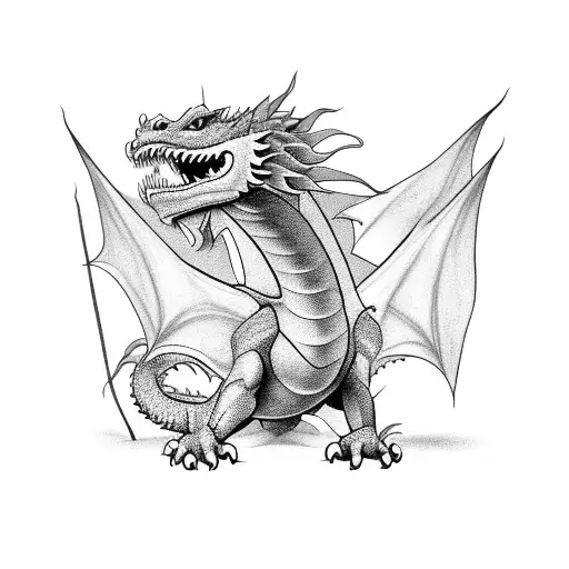 Dragon Surrounded By Sunflowers Minimalist