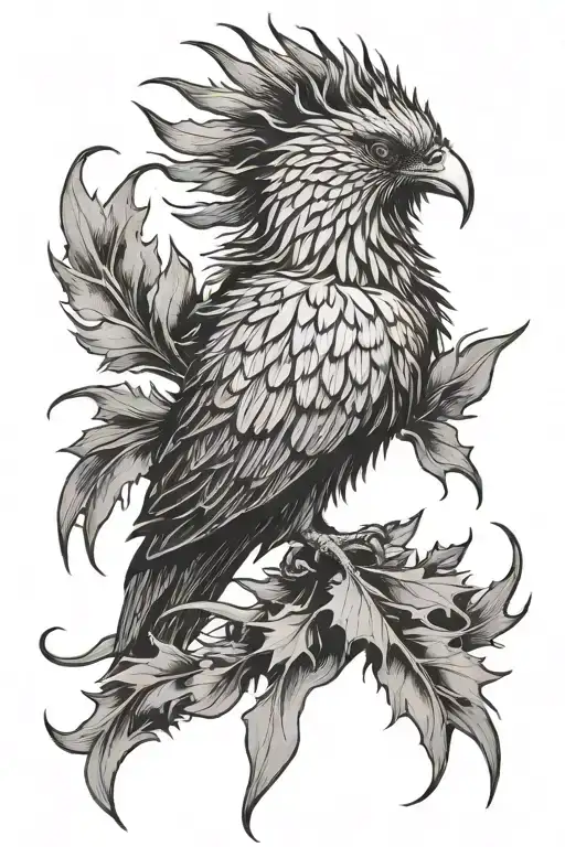 Scottish Thistle Being Held By A Phoenix