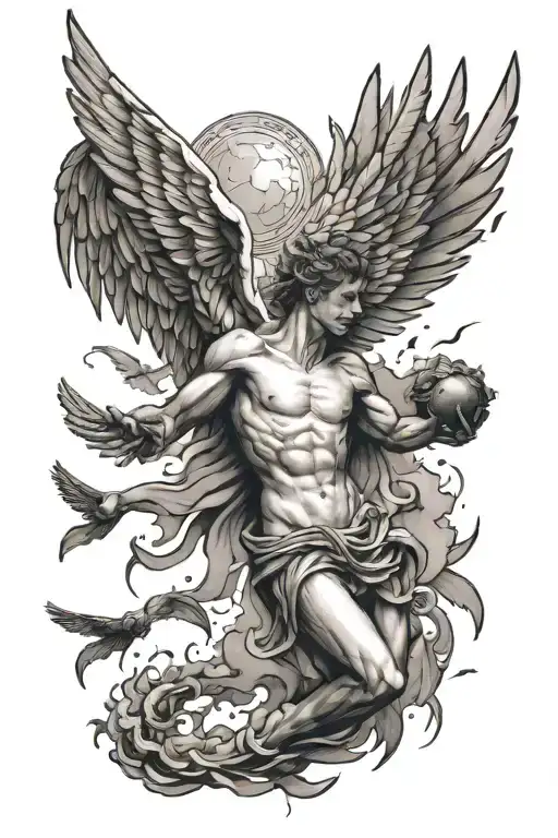 Icarus Falling With His Wings Melting