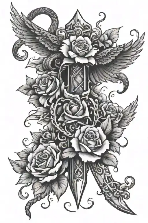 Dagger With A Snake And A Phoenix And Flowers