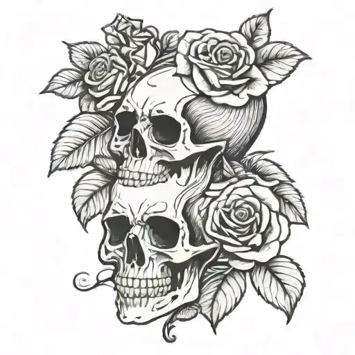 Feminine Skull Roses Dark