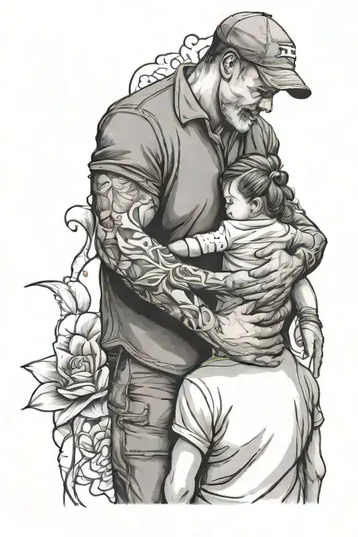 Dad Protect Daughter Holding Hands