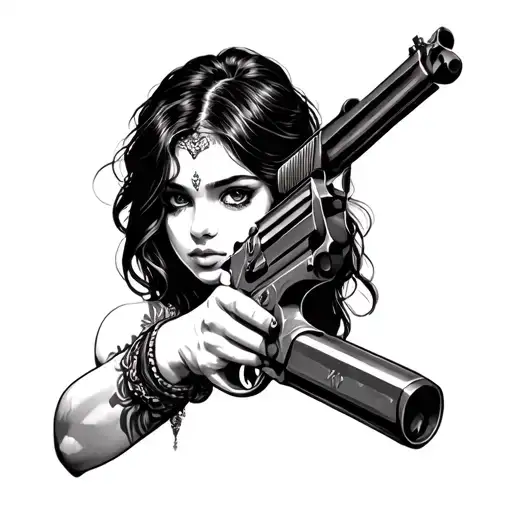 Maroccian Girl With Gun