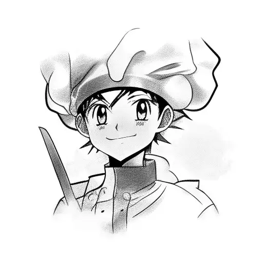 A Chef Hat-wearing Anime Character Cooking Up A Storm In A Kitchen Filled With Car Parts