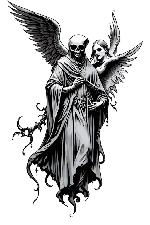 Grim Reaper And Angel