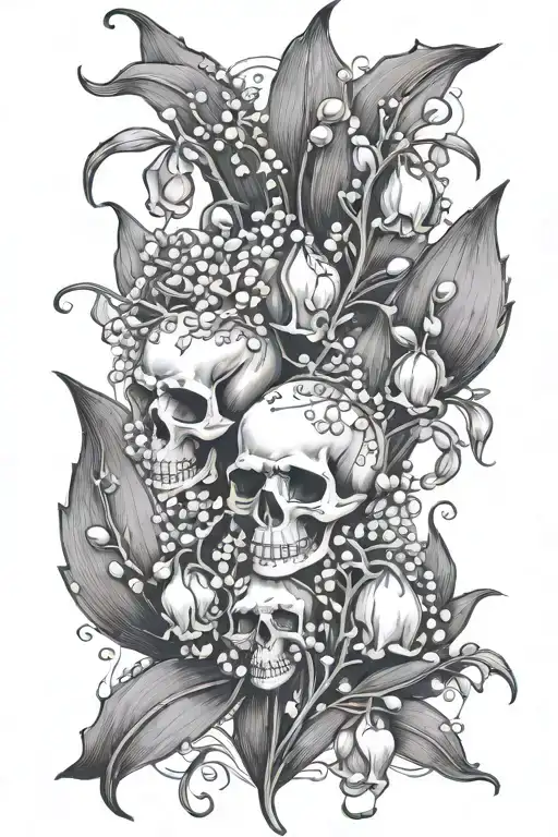 Lily Of The Valley But The Flowers Are Skulls Is The Shape Of A Semicolon