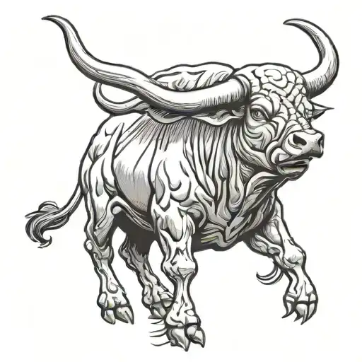 Bull Standing On Back Two Legs With Muscles