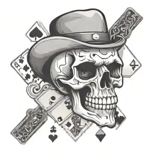 Western Skull With Poker Cards