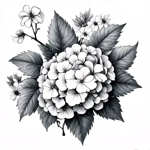 Vine With Hydrangea And Other Wild Flowers