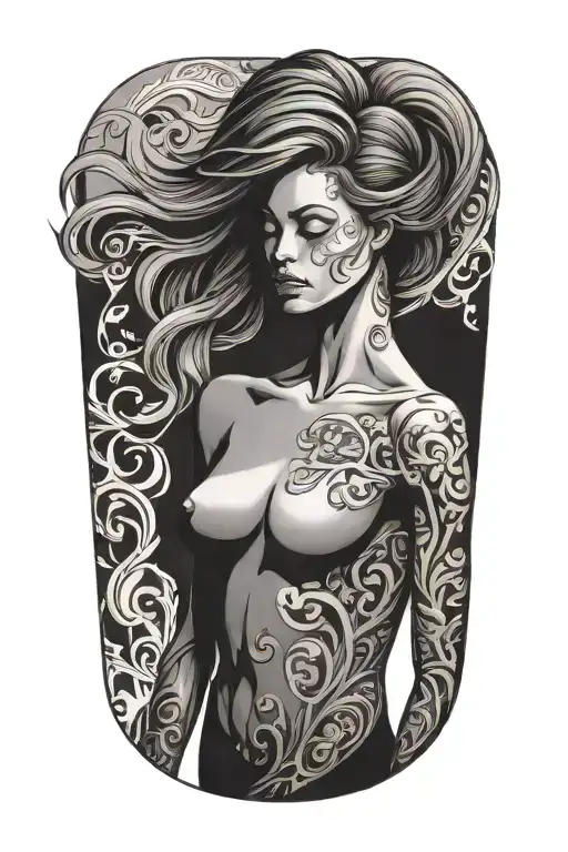 Faceless Slim Woman Silhouette Sensual Flexing