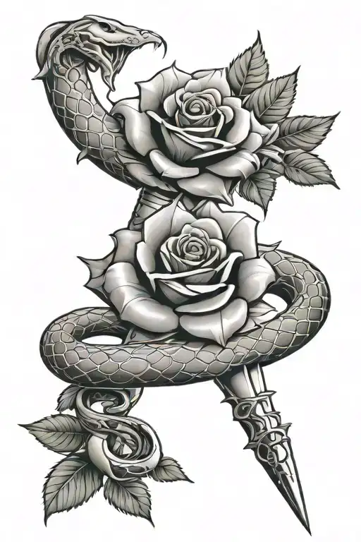 Snake Dagger Roses Wrapped