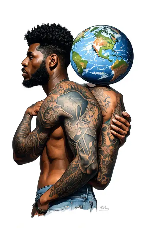 Black Man Carrying The World On His Back