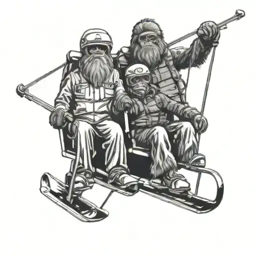 Family On Chair Lift Skiing Bigfoot