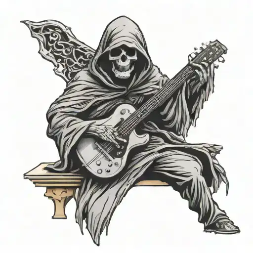 Grim Reaper Playing Gutar