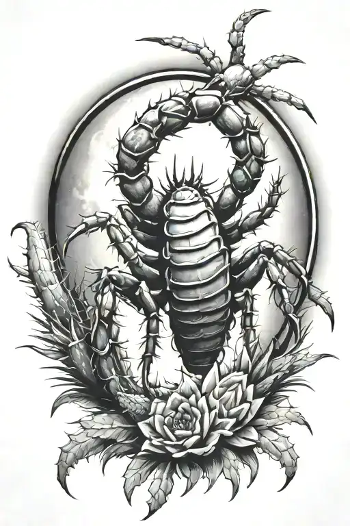 Scorpion Cactus Full Moon Surrounded