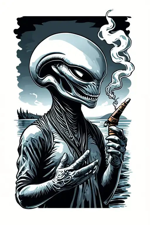 Alien Smoking Joint Fishing