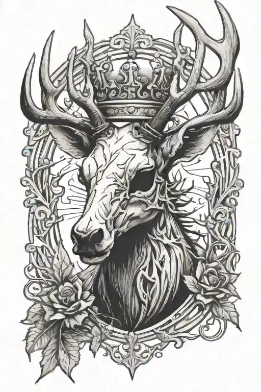 Elk Skull With Crown Of Thorns