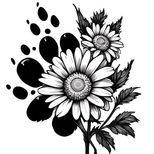 Daisy Flower And Bear Paw Print