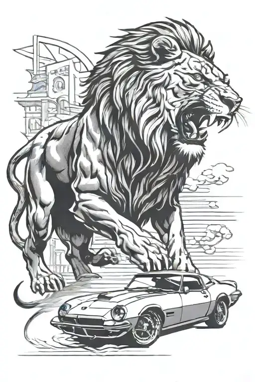 A Roaring Lion Driving A Sleek Sports Car Through The Streets Of Iran