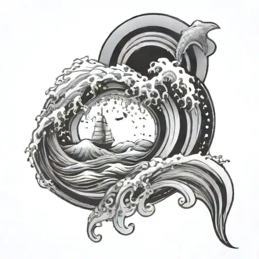 Cosmic Ocean Waves Flowing