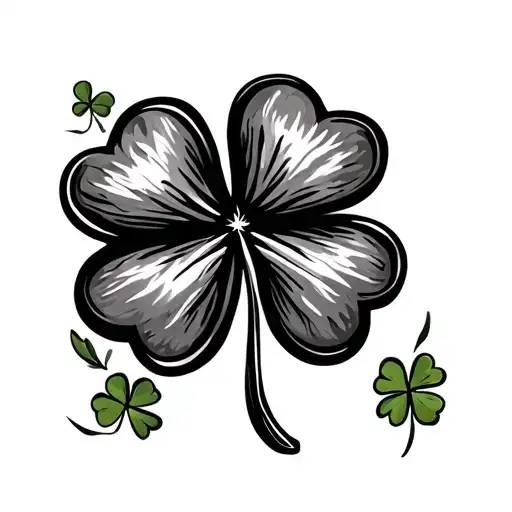 Small Shamrock Black And White With Triquetra Leafs