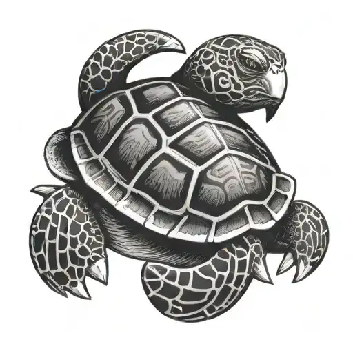 Polynesian Styler Turtle With 3 T's Hidden Inside The Shell