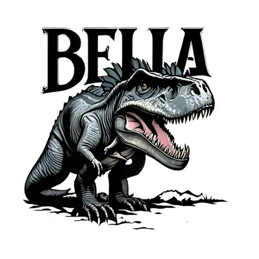 Bella Name With Dinosaur Going Through The Name