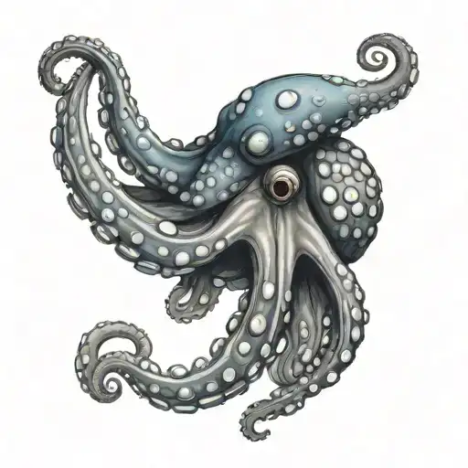 Design A Tattoo Sketch Of A Blue Ring Octopus For The Side Of My Head