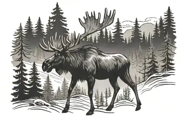 Moose In Forest