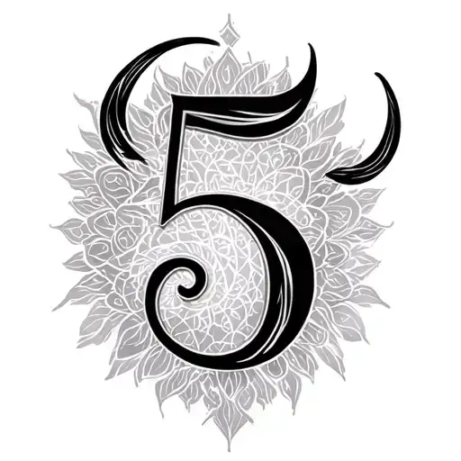 Number 5 With Subtle Taurus Zodiac Sign