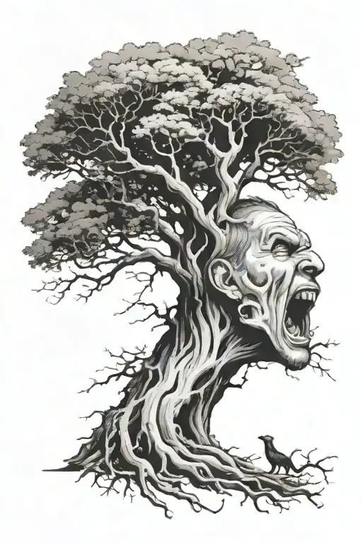 Tree And Man Screaming